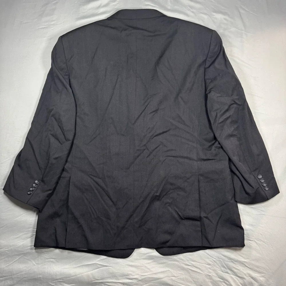 Pronto Uomo Mens 54 Long Black 100% Wool 2 Button Blazer Sport Coat Side Vents